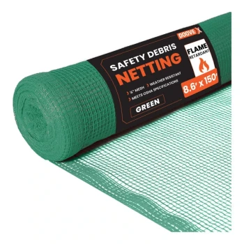 Doovex 8 5/8' x 150' Green 1/4" Fire-Retardant Mesh Safety Debris Netting Roll DSGR-8150