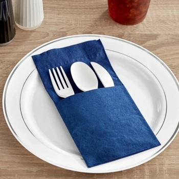 Hoffmaster Quickset 17" Square 2-Ply Navy Pocket Fold Dinner Napkin - 800/Case