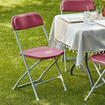 Lancaster Table & Seating Red Textured and Contoured Folding Chair - 10/Case
