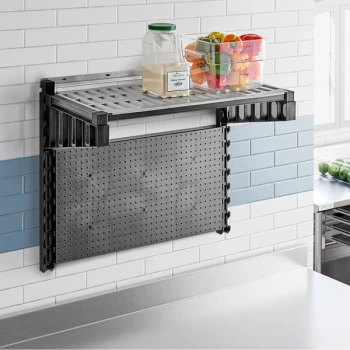 Cambro EWS36TASK110 Camshelving® Elevation Series 36" x 18" x 30 1/4" Black Task Station Wall Shelving Kit