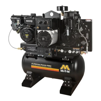 Mi-T-M AGW Series 30 Gallon Carbon Steel Two-Stage Stationary Gas-Powered Horizontal Air Compressor / Generator / Welder with 408cc Engine AGW-SV14-30M - 14 hp, 2,500-5,000W