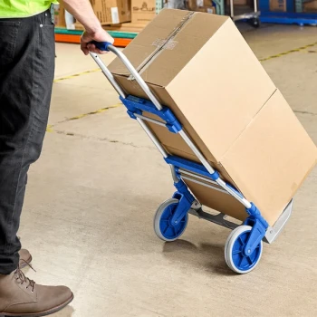 Lavex 200 lb. Aluminum Folding Hand Truck with 7" TPR Wheels and Telescoping Handle