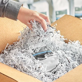 Lavex 10 lb. Crinkle Paper Shred Silver and White Metallic Blend