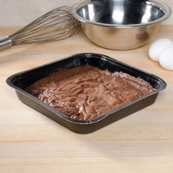 Solut 8" x 8" Bake and Show Black Square Oven Safe Paperboard Brownie / Cake Pan - 250/Case