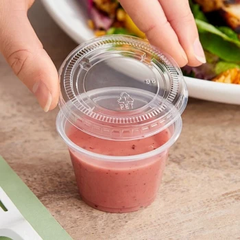 Choice 2.5 oz. Clear Plastic Souffle Cup / Portion Cup with PET Plastic Lid - 100/Case