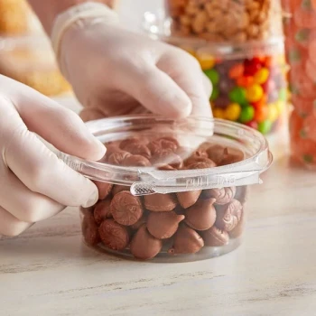 Inline Plastics Safe-T-Fresh 12 oz. Tamper-Resistant, Tamper-Evident Round Hinged Container with Flat Lid - 320/Case