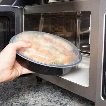 Pactiv Newspring NC-948-B 48 oz. Black VERSAtainer Round Microwavable Container with Lid - 150/Case