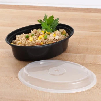 Pactiv Newspring OC16B 16 oz. Black VERSAtainer Oval Microwavable Container with Lid - 150/Case