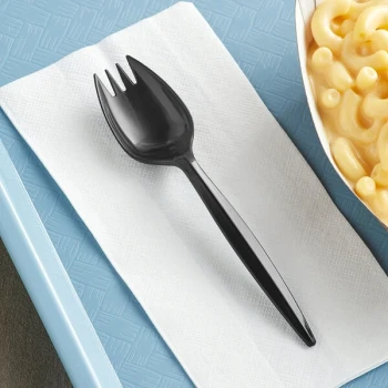 Choice Medium Weight Black Polypropylene Plastic Spork - 2,000/Case