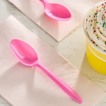 Choice Pink Medium Heavy Weight Polypropylene Plastic Teaspoon - 1,000/Case