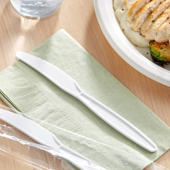Choice White Extra Heavy Weight Wrapped Polystyrene Plastic Knife - 1,000/Case
