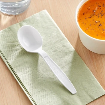 Choice White Extra Heavy Weight Polystyrene Plastic Soup Spoon - 100/Pack