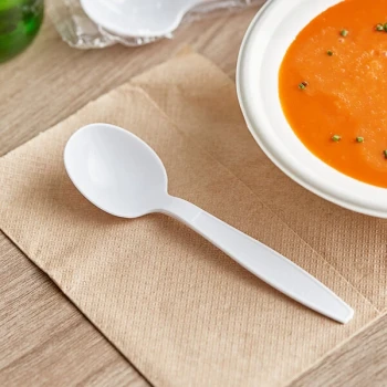 Choice White Heavy Weight Wrapped Polystyrene Plastic Soup Spoon - 1,000/Case