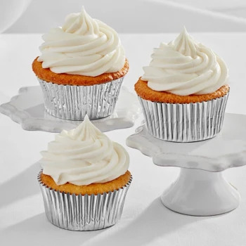 Enjay 2" x 1 1/4" Silver Foil Baking Cup - 10,200/Case