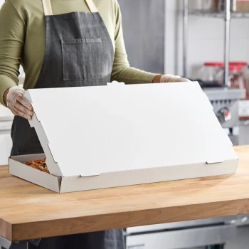 Choice 24" x 12" x 2" White Corrugated Plain Flatbread Box - 25/Bundle