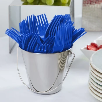Creative Converting 010047LX 7 1/8" Cobalt Blue Disposable Plastic Fork - 288/Case