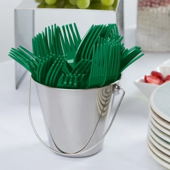 Creative Converting 7 1/8" Emerald Green Heavy Weight Plastic Fork - 288/Case