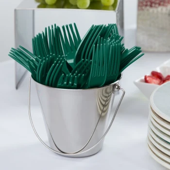 Creative Converting 019124 7 1/8" Hunter Green Disposable Plastic Fork - 288/Case