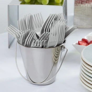 Creative Converting 7 1/8" Shimmering Silver Heavy Weight Plastic Fork - 288/Case