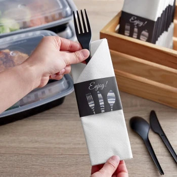 Dinex Black Enjoy Paper Napkin Sleeve with Napkin - 300/Case