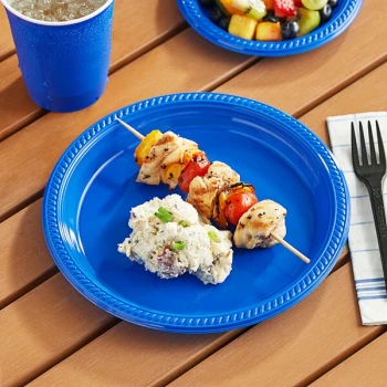 Choice 9" Blue Plastic Plate - 500/Case