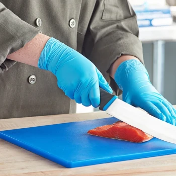 Noble Powder-Free Disposable Blue Hybrid 3.5 Mil Thick Gloves - Small - 100/Box