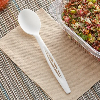 Stalk Market Heavy Weight White CPLA Spoon 6 1/2" - 1,000/Case