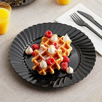 WNA Comet CW10144BK Classicware 10 1/4" Black Plastic Plate - 144/Case