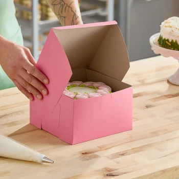 Southern Champion 8" x 8" x 5" Pink Cake / Bakery Box - 100/Case