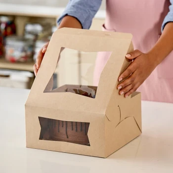Southern Champion 10" x 10" x 5" Kraft Cake / Bakery Box with Window - 150/Case