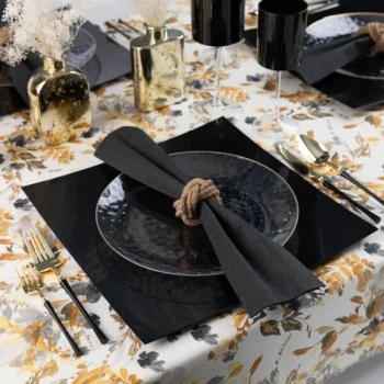 Posh Setting 13" Square Black Flat Plastic Charger Plate - 48/Case