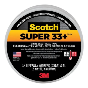 3M Scotch™ Super 33+™ 70006982493 0.75" x 66' Black Vinyl Electrical Tape