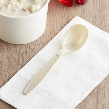 Choice Beige Heavy Weight Polystyrene Plastic Soup Spoon - 1,000/Case