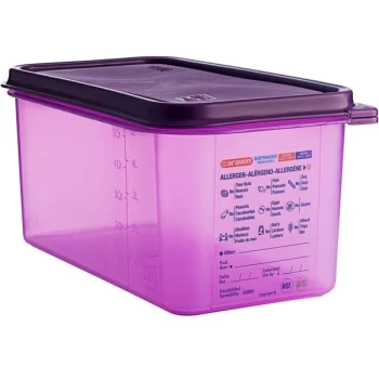 Araven 61393 1/3 Size Purple Allergen-Free Polypropylene Food Pan with Airtight Lid - 6" Deep