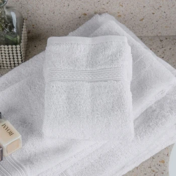 Oxford Vicenza Bianco 13" x 13" 100% Ringspun Combed Cotton Wash Cloth with Dobby Border 1.8 lb. - 12/Pack