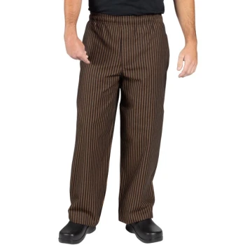 Uncommon Chef 4003 Unisex Black / Copper Stripe Customizable Yarn-Dyed Chef Pants - 2XL