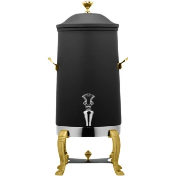Bon Chef 40003-NERO Aurora 3 Gallon Insulated Nero Finish Stainless Steel Coffee Chafer Urn with Brass Trim