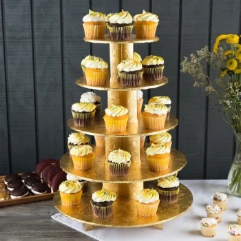 Enjay CS-5T-GOLD 5-Tier Disposable Gold Cupcake Treat Stand - 6/Case