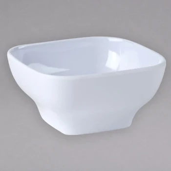 Thunder Group PS3106W 5 1/2" x 5 1/2" Passion White Square 20 oz. Melamine Bowl with Round Edges - 12/Pack
