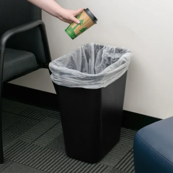 Continental 4114BK 41.25 Qt. / 10 Gallon Black Rectangular Wastebasket