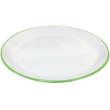 GET BF-710-AP Settlement Oasis 7" White Melamine Round Coupe Side Dish Plates with Apple Green Trim - 12/Case