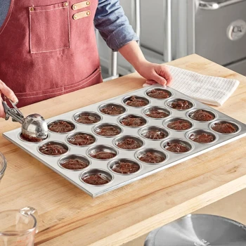 Choice 24 Cup 3.5 oz. Aluminum Muffin / Cupcake Pan - 21" x 14"