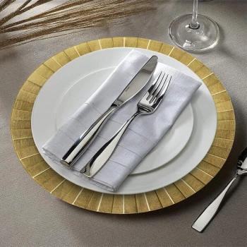 Charge It by Jay 13" Round Gold Geometric Plastic Charger Plate - 12/Pack
