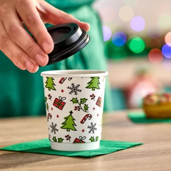 Choice 8 oz. Double Wall Christmas Print Paper Hot Cup - 500/Case