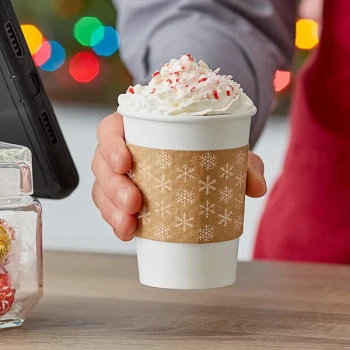 Choice 10-24 oz. Snowflake Printed Coffee Cup Sleeve / Jacket / Collar - 1,800/Case