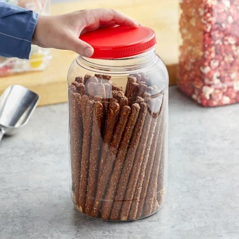 1 Gallon Round PET Plastic Jar with Red Lid