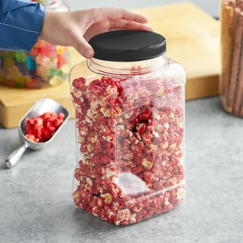 1 Gallon Square PET Plastic Jar with Black Lid