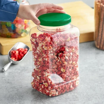 1 Gallon Square PET Plastic Jar with Green Lid