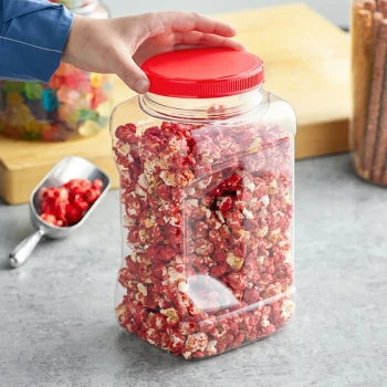 1 Gallon Square PET Plastic Jar with Red Lid