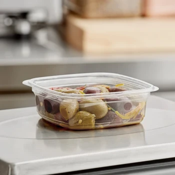 Pactiv Square Recycled PET Deli Container 8 oz. - 960/Case
